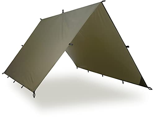 AquaQuest Guide wasserdichte Campingplane - Ultraleichter Biwak-Unterschlupf oder Regenschutz - Wandern, Hängematte & Überleben, 4 x 3 m Olivgrün