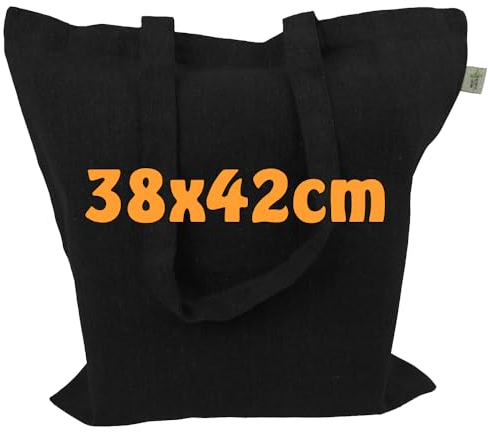 Cottonbagjoe 100 Recyclingtaschen aus recycelter Baumwolle | 38x42 cm | Öko - Baumwolltaschen | robust, mit dickem Stoff und langen Henkeln | Stofftaschen