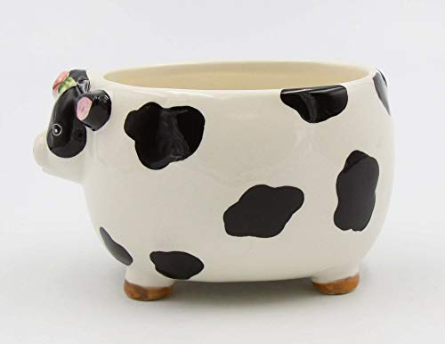 Cosmos Gifts Fine Ceramic Country Barnyard Cow Candy Dish Bowl/Plant Planter, 5 L