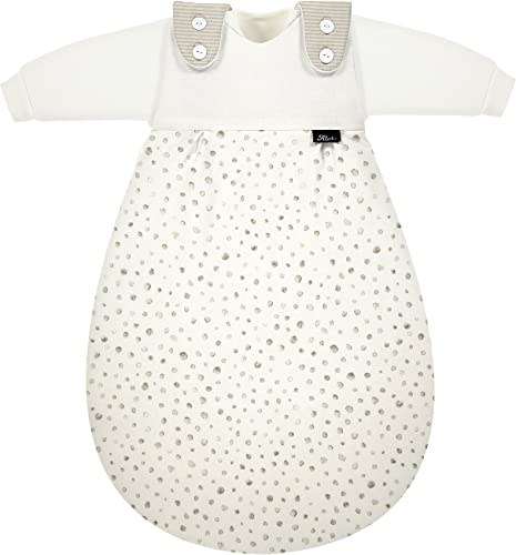 Alvi Baby-Mäxchen 3-teilig Baumwolle Baby Schlafsack Set, 2.5 TOG, Sommer- und Winterschlafsack, mitwachsendes Schlafsystem aus Baumwolle Aqua Dots - Beige