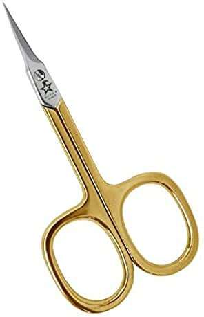 Gifaz Forbici per Pelle in Acciaio al Carbonio Nichelato Gambo Dorato Made in Italy 9 cm Lame Curve per Manicure e Pedicure