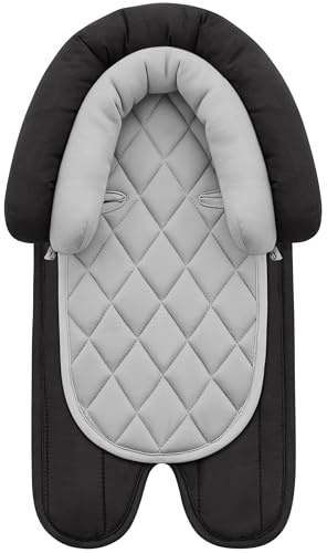 Pro Goleem Car Seat Head Support Infant, Soft Infant Car Seat Insert, 2 in 1 Carseat Head Support for Newborn, Perfect for Car Seat, Stroller, Swing, Bouncer, Gray and Black
