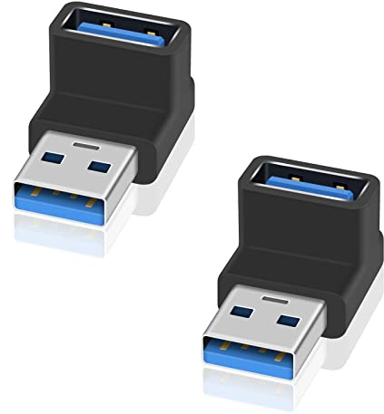 Maxhood 90 Degree USB 3.1 Adapter, USB Extender Adapter 10Gbps, USB 3.1 Male to Female Type A to Type A Cable Adapter, UP & UP USB A to A Adapter for Hard Drive, keyboard, Laptop, 2Pack
