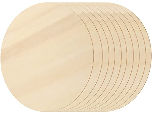 KOHAND 10 Pack Wood Circles 30cm/11.81 Inches, 3mm Unfinished Natural Wood Circles, Plain Natural Blank Round Wooden Discs for Crafts, Painting, DIY Art, Sign Plaque, Home Decor