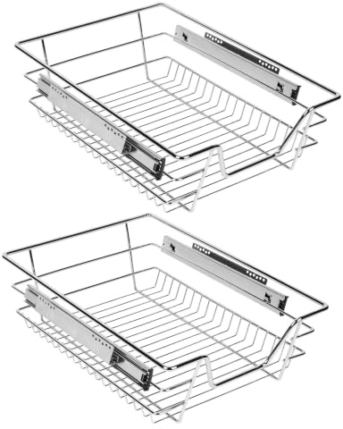 Sonnewelt Küchenschublade 2 Stück 40cm mit Schienensystem | Teleskopschublade als Schrankauszug und Korbauszug für Küchenschrank, Schlafzimmer oder Einbauschrank