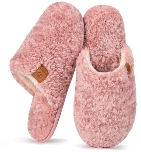 EverFoams Women's Fuzzy Slippers Cosy Memory Foam Indoor Warm House Shoes | Wool-Like Upper, Skin-Friendly Lining, Slip-On, Lightweight, Breathable, Non-Slip, Machine Washable, Outdoor, Gifts, Fall