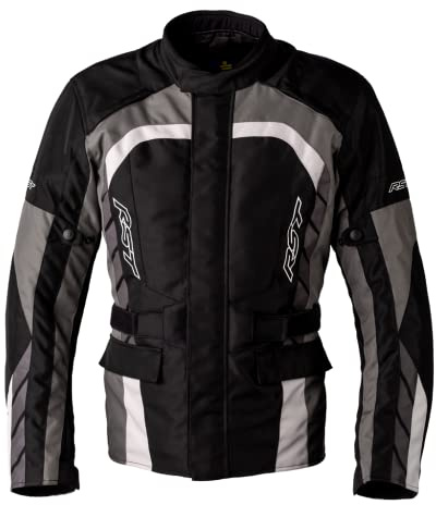 RST Alpha 5 Mens Textile Jacket Motorbike Motorcycle Sports Touring Long Journey CE Approved Jacket (Black/Grey,50)