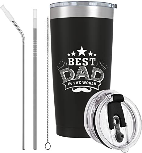 BestaFiesta Thoughtful Fathers Day Gift's Insulated Thermal Flask Travel Coffee Drinks Mug Best Dad Gift for Father's Day Birthday Christmas from Son Daughter