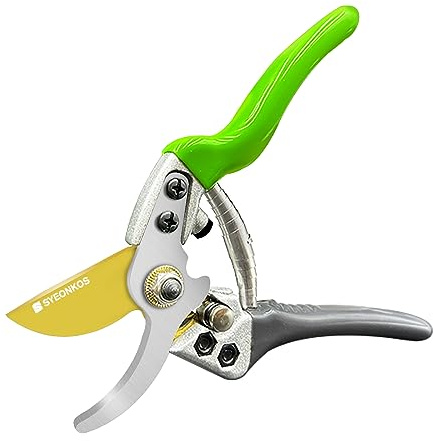 SYEONKOS Secateurs, Pruning Scissors, 8 Inch Garden Secateurs, Pruning Shears, Titanium Steel Gardening Scissors, Green Gray (SJ-3)