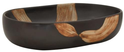 vidaXL Lavabo sobre Encimera Ovalado, Lavamanos de Tocador, Lavabo de Fregadero, Lavamanos sobre Encimera para Baño Aseo, Cerámica Negro