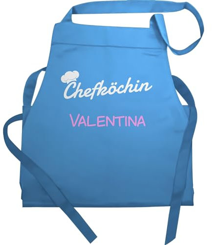 Schürze - Kochschürze Damen Frauen - Chefköchin mit Name I Geschenk Küchenchefin I Küchenmeisterin I Geschenk Kochen - 60x87 - Hellblau - küchenschürze koch mütze kochschürzen