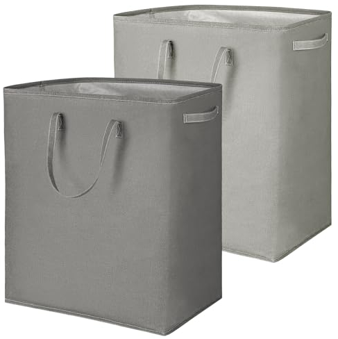 Lot de 2 grands paniers à linge pliables de 110 L avec longues poignées renforcées, panier à linge autonome pour salle de bain, chambre à coucher