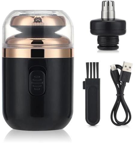 Mini Portable Electric Shaver, 2 in 1 Elektrischer Rasierer mit Nasenhaartrimmer, Elektrischer Nass- und Trockenrasierer für Männer, Barttrimmer, Elektrischer Rasierapparat für Haus Reise (Schwarz)