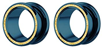Tunnel 10mm Edelstahl Flesh Ohr Tunnel Blau Reifen Ear Tunnel Set, 2 Stück