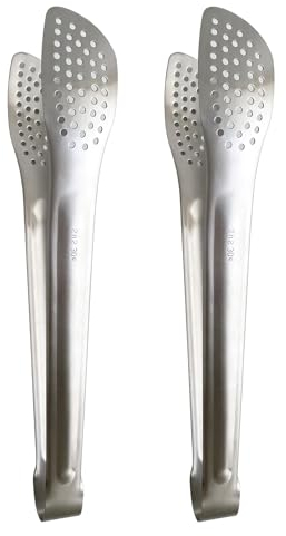 UPTALY 2 pcs SUS304 Stainless Steel BBQ Tongs (11 inch), No Welding, Minimalist Style, with Long Handle, Japanese Yakiniku Tong, Large Serving Tong for Cooking, Grilling, Buffet