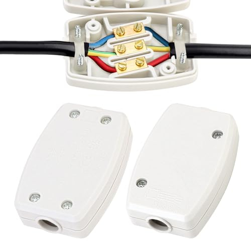 2pcs 3 Terminal Electrical Junction Box,13Amp 250V Durable Waterproof Cable Connector,Universal Electrical Project Box,Ideal for Outdoor and Indoor Power Wiring,Automotive Applications(Grey)