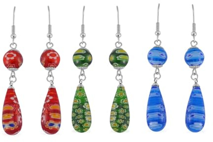 Shop LC Bunte Murano Stil Millefiori Glas Hoop Ohrringe für Frauen Daisy Blume Schmuck Trendy Valentinstag Geschenke Ct. 30