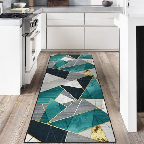 LYYK Läufer Flur 80x250cm, waschbarer Kurzflor Teppich mit rutschfestem Gummirücken Hochwertiger Küchenläufer für Eingangsbereich, Waschküche & Wohnhausflur