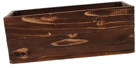 OFFSCH Jardinera de Madera Carbonizada Rectangular para Exterior, Macetero Grande para Balcón, Maceta Larga para Plantas Suculentas, Jardinera Rústica Resistente para Barandilla 40x14x15