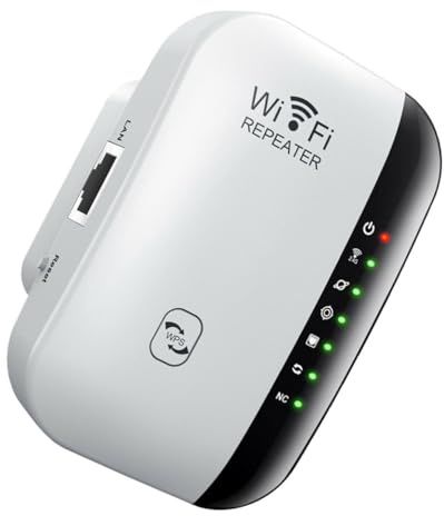 Angoily Repetidor WiFi 6 Inalámbrico Velocidad de 300mbps y Alta Penetración para Hogares Grandes y Múltiples Dispositivos en Plástico Blanco