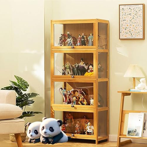Moubhjd Vitrine mit AcryltüR, Sammlervitrine Stehend Standvitrine Glasvitrine, Curio-SchräNke, Vitrinenschrank Eckvitrine Glasvitrine Standvitrine, Großer Kapazität Klare Regal Vitrine 70cm