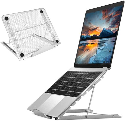 Supporto pc Portatile, Supporto per laptop ergonomico, Leggero, Antiscivolo,Regolabile a 6 Angolazioni e ventilato, Laptop Stand Compatibile con computer portatili fino a 17 -Bianco