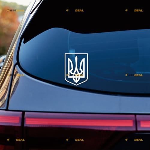 Wappen der Ukraine ukrainische Flagge Decal Aufkleber Vinyl - 2er Pack Weiß, 12,7 cm - ohne Hintergrund, konturgeschnitten für Auto Boot Laptop Becher