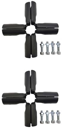 1 Inch Black 5-Way Pipe Clamp,Fit for 1 Inch (25.4 mm) OD Steel Pipe,Chain Link Fence Clamps, Steel End Rail Clamps, Galvanized Fence Pipe (Bolts/Nuts Included) (2)