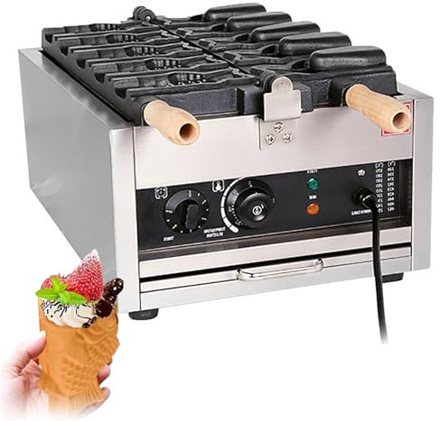 Dfdieratve Taiyaki Fish Waffle Maker, Commercial Use Jam or Ice Cream Waffle Maker/Stainless Steel Big Open-Mouth Fish Non-Stick Teflon Coating Taiyaki Maker/50-300℃/122-572℉ Adjustable,Style3