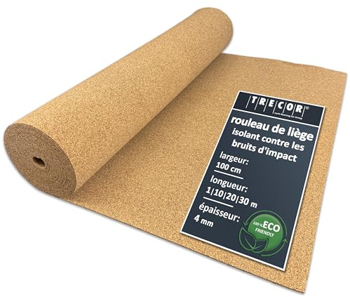 Base de corcho TRECOR aislante del ruido de impacto - 4 mm de espesor - Para suelos laminados y de parquet - Compra (5 m²)