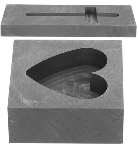 Operitacx Stampo di Grafite a Forma di Cuore 2 Pollici per Fusione Fai da Te di Metalli Come Oro Argento Rame Ottone Alluminio Resistente E Facile da Pulire