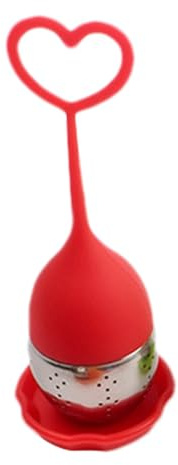 Colador infusor de té, filtro de té en de corazón, acero inoxidable con mango de silicona, colador de filtro de té duradero y elegante para preparar té perfecto