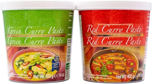 Mae Ploy Thai Green & Red Curry Paste 400g Each Authentic Thai Curry Paste Hot And Mild Chili Asian Food