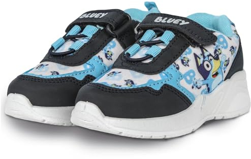 Bluey Jungen-Turnschuhe, offizielle Charakter-Schuhe für Kinder, schwarze und blaue PU-Sneaker mit Klettverschluss, leichte und gepolsterte Sohle, Größen 39-47, A2Z 4 Kids, blau, 30 EU