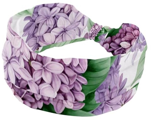 Beaux bandeaux de sport à motif lilas sans couture pour femmes, bandeaux élastiques de sport pour infirmière, turban large pour l'entraînement, yoga, gym, tennis