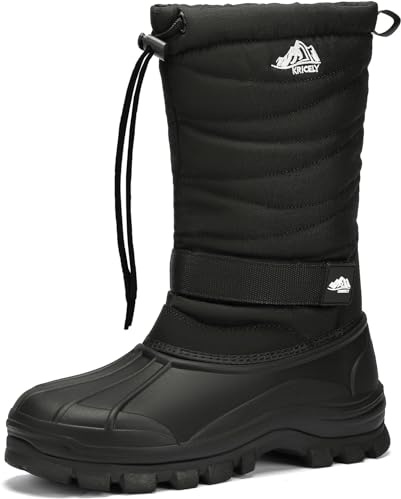 Kricely Wasserdichte Winterstiefel Herren Damen Warm Gefütterte Schneestiefel Rutschfest Winterschuhe（ganz schwarz 40