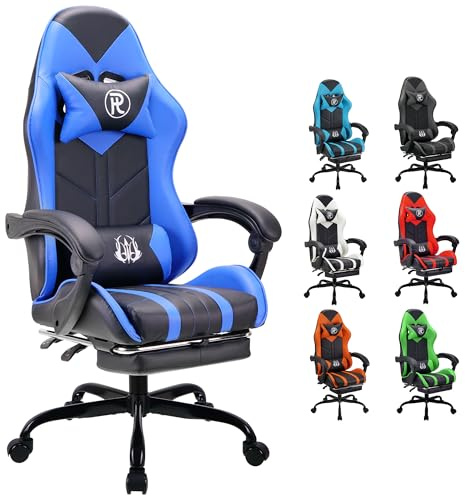 play haha Gaming Chair with Footrest & Lumbar Support,Reclining Swivel Chair,Ergonomic Gaming Chair for Adults, High-Back Racing Style,Adjustable Height with Headrest Pillow