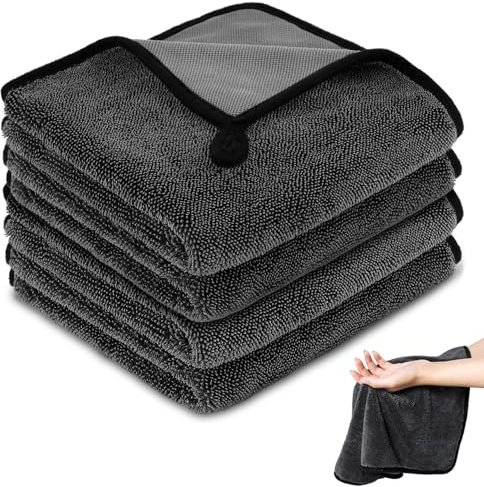 XSHAO® 4 Pcs Panno in Microfibra per Auto, 30 x 30 cm Panno Total Clean Panni Asciutti Doccia per Auto/Cabina Doccia/Casa/Cucina (Grigio Scuro)