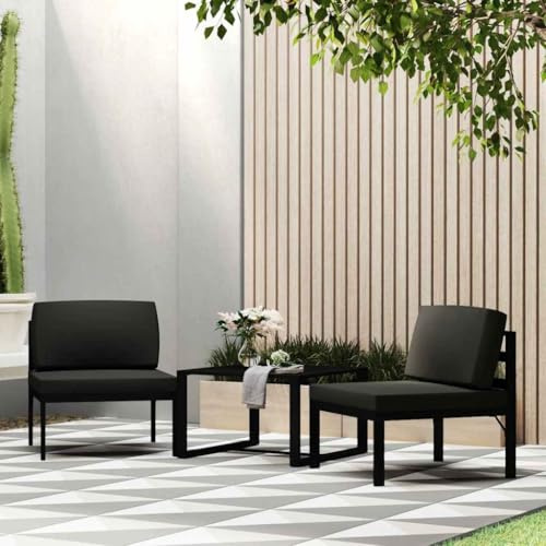 HaoChrymec Modular-Sofa-Mittelteil mit Aluminium, Witterungsbeständig, Modularer Aufbau, Lounge Sofa Outdoor, Gartensofa, Sitzgruppe Outdoor, Anthrazit, 64.5 x 70 x 64.5 cm