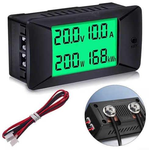 Voltímetro digital LCD DC Amperímetro con indicación inversa para medición de energía, opciones para clasificaciones de 50A, 100A, 200A, 300A (D)