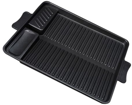 JOINPAYA Plaque Barbecue Rectangulaire Antiadhésive Alloy Plateau Pizza Extérieur Léger Écoulement Huile Outil Barbecue pour Usage Domestique et Professionnel