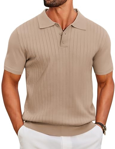 COOFANDY Polo Hombre Manga Corta de Punto Camiseta Polo Verano Casual Regular Fit Golf Shirt