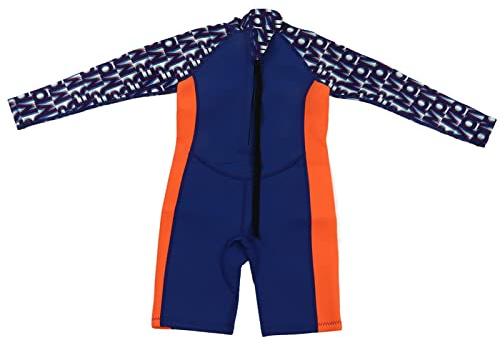 POENVFPO Dykardräkt för Barn Stretchig Håller Värmen för Pojkar och Flickor Långärmad Blå Lila Neopren Gummi Nylon Baddräkt för Barn (Storlek 10)