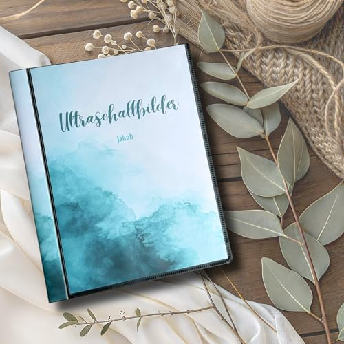 Ultraschallbilder Album mit Hardcover, Rosa Feenhaus Design, Personalisierbar, 20 Dokumentenechte Folien, DIN A5 Format, 19x23 cm, Schwangerschaftserinnerungen (20 bedruckte Vorlagen in den Folien)