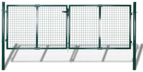 Zauntor Stahl grün 300x100 cm verstellbar Gartentor mit 3 Schlüsseln, pulverbeschichtet, robust und korrosionsbeständig für Garten, Terrasse, Innenhof
