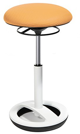 Topstar Sitness High Bob, ståstöd, fitnesspall, arbetspall, sitthöjd: 49–70 cm, stativring aluminium vitlackerad, tygöverdrag, gul