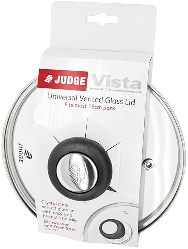 Judge Vista 30cm Glass Lid – Tempered Glass with Stainless Steel Rim & Steam Vent – Durable, Dishwasher Safe Cookware Lid