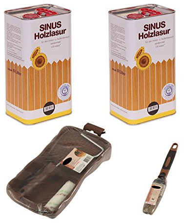 SINUS PROFI Holzlasur Eiche 2 Eimer je 5 Liter Holzschutz Holz Lasur Innen Außen