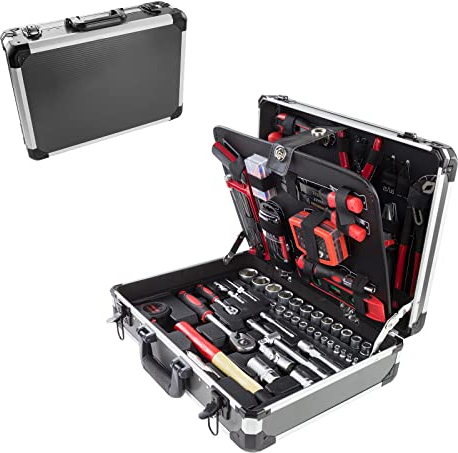 DEMA Werkzeugbox 176-tlg - Transportbox, Werkzeugkasten, Werkzeugkoffer - robust, vielseitig, langlebig - Heimwerken, Werkstatt, Montage