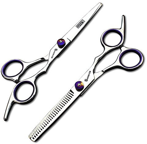 Forbici dei capelli degli strumenti di taglio dei capelli della famiglia tagliatori a 6 pollici inossidabili dei bambini tagliatori di capelli stabiliti 2pcs (porpora)